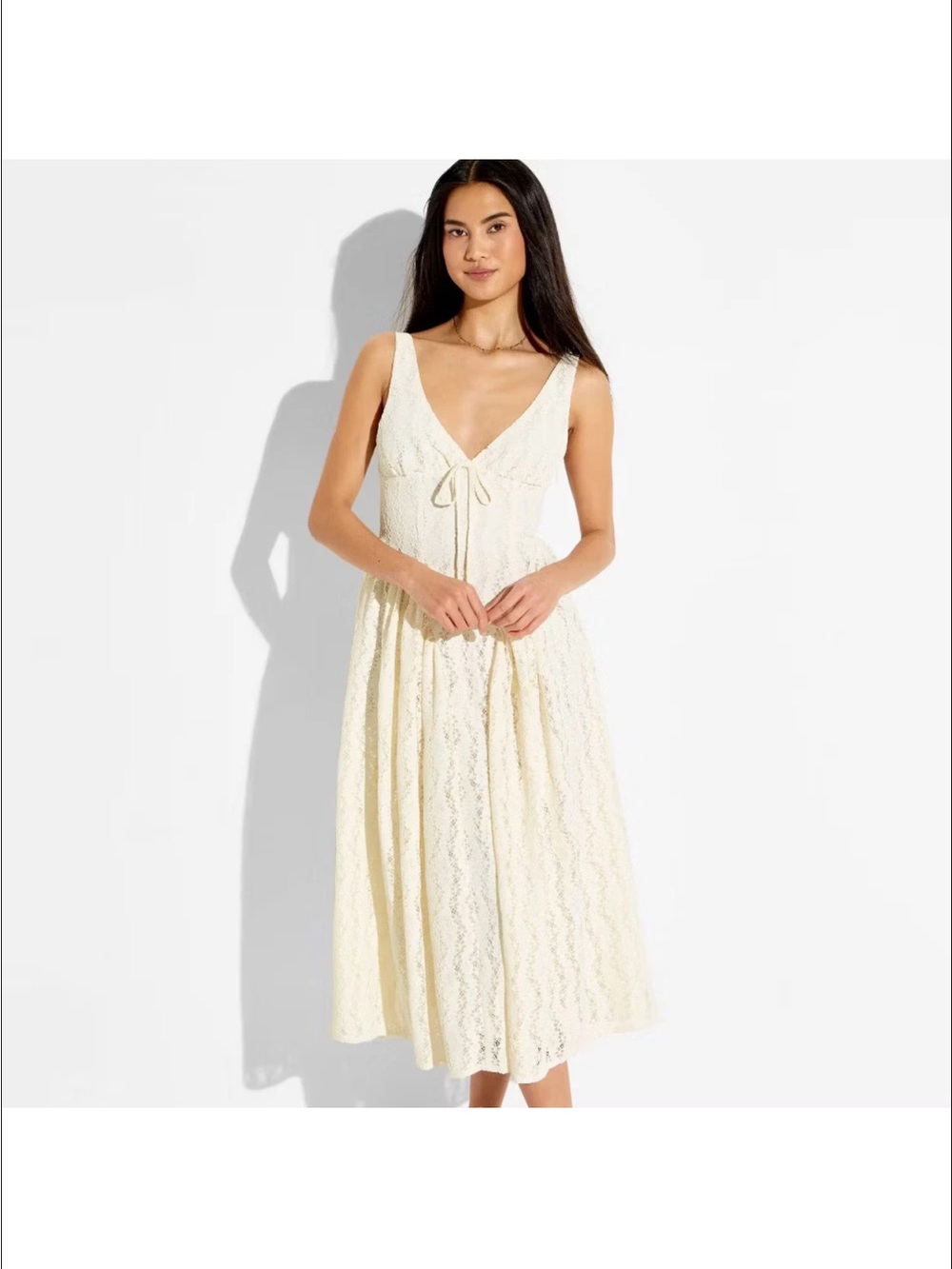 Wild Fable-Women Midi Lace Basque Empire Waist Dress - Size XS